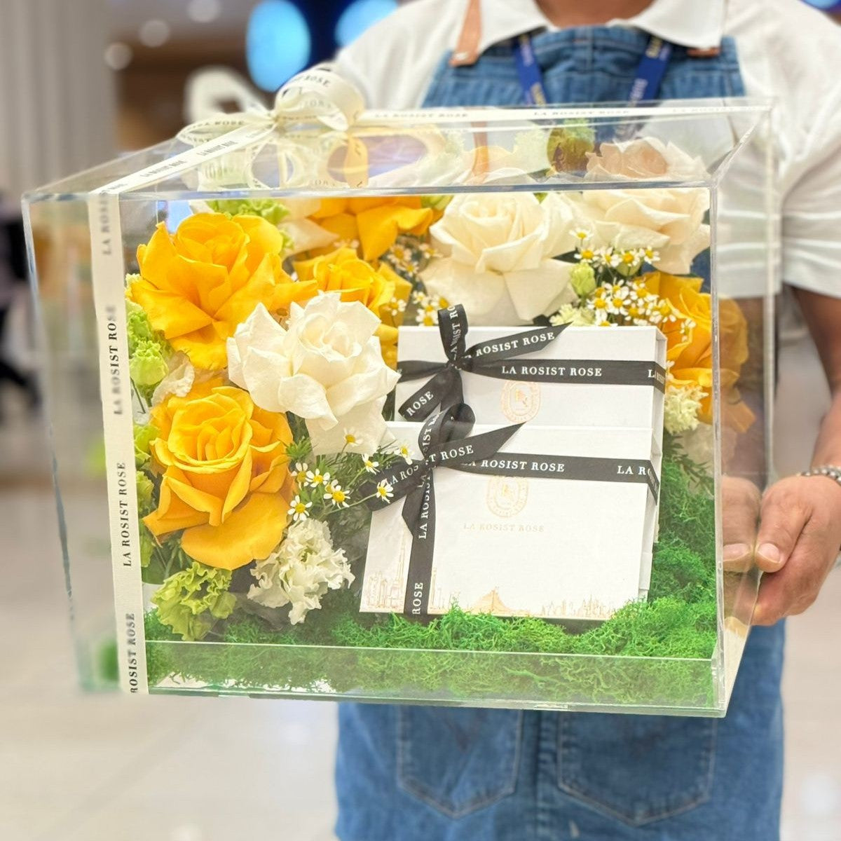 Flowers And Chocolate Box Arrangement